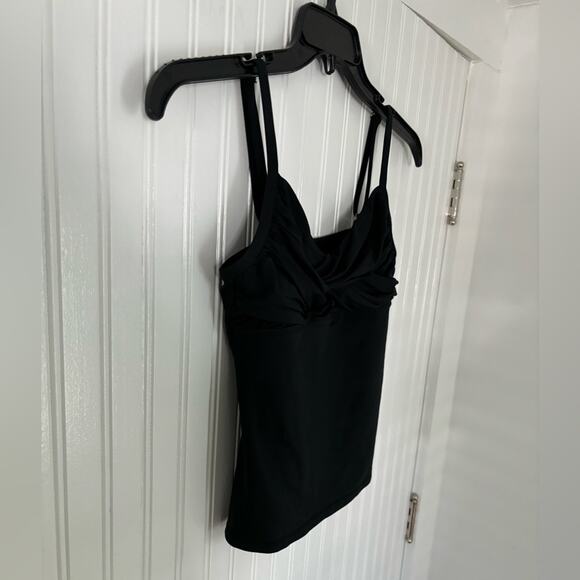 La Blanca Twist Ruched Front Flattering Tankini Swim Top Black Size 6 - Picture 4 of 7